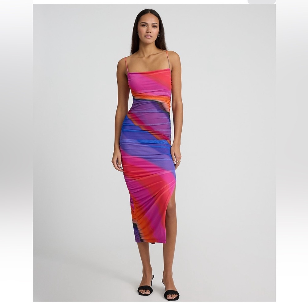 Multicolor Strappy Midi Dress
